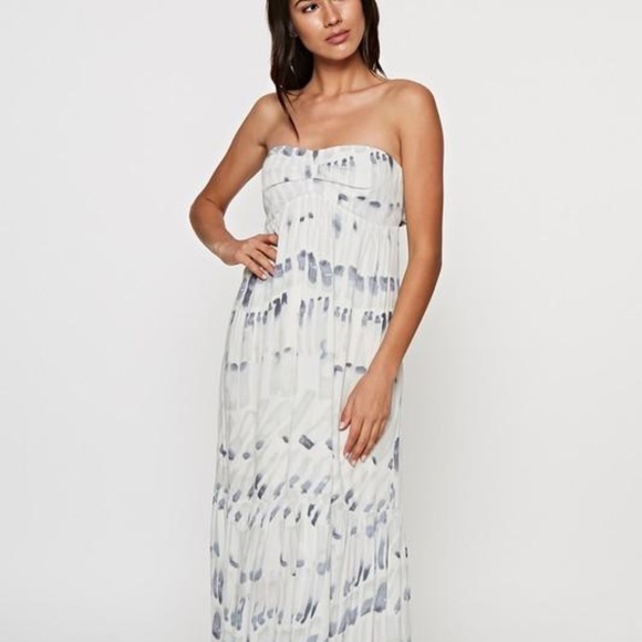 Watercolor Print Strapless Maxi Dress - Picture 1 of 4